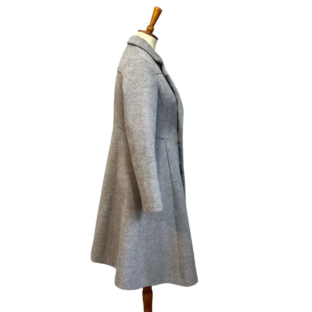 Gray Wool Blend Double Breasted Fit & Flare A-Line Swing Coat, Size S - Picture 6 of 8